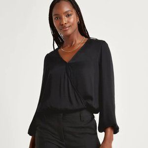 Splendid x Cella Jane Sateen Surplice Top - Black / XL